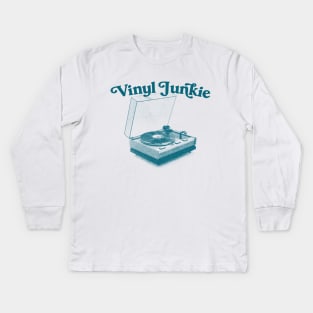 Vinyl Junkie // Retro Turntable Fan Design Kids Long Sleeve T-Shirt